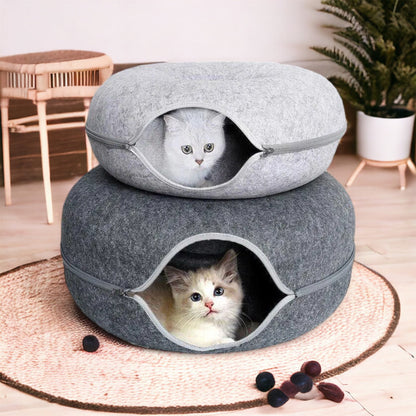 Donut™ - Premium Felt Cat Cave Bed With Donut Shape