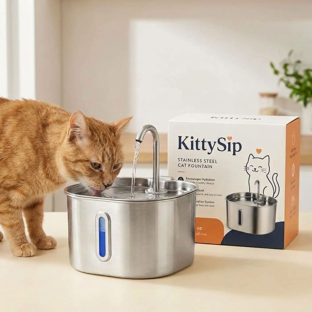 KittySip™ Stainless Steel Cat Water Fountain