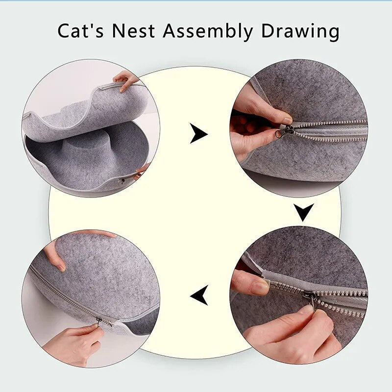 Donut™ - Premium Felt Cat Cave Bed With Donut Shape