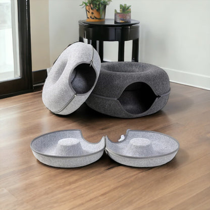 Donut™ - Premium Felt Cat Cave Bed With Donut Shape
