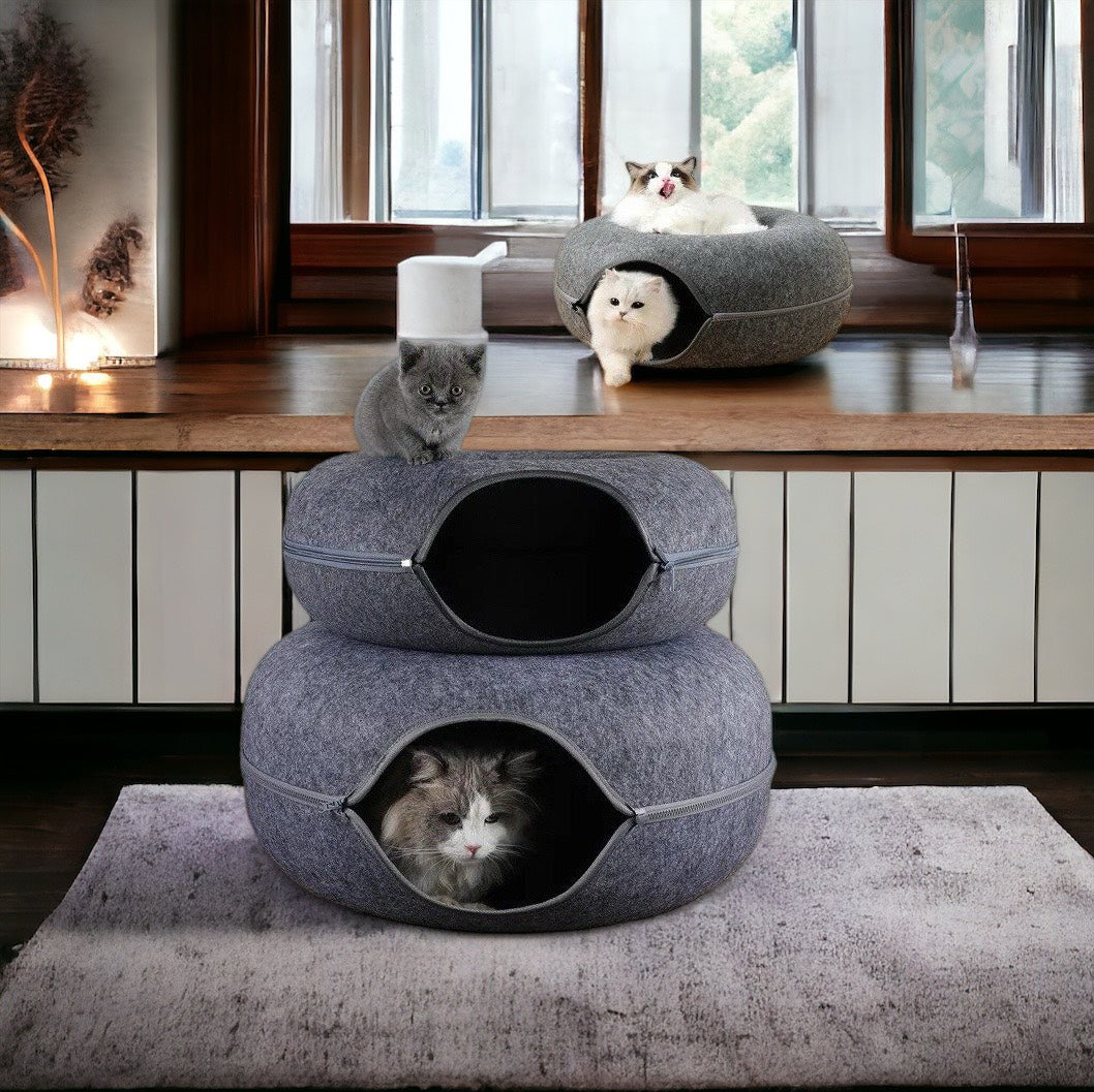 Donut™ - Premium Felt Cat Cave Bed With Donut Shape