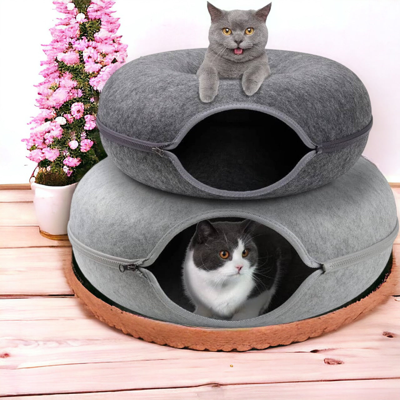 Donut™ - Premium Felt Cat Cave Bed With Donut Shape