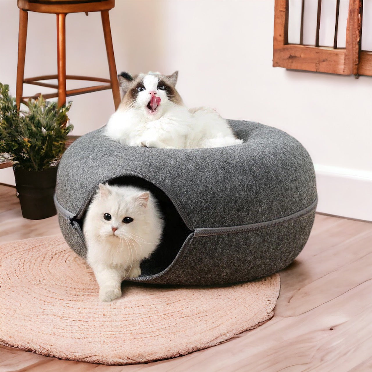 Donut™ - Premium Felt Cat Cave Bed With Donut Shape