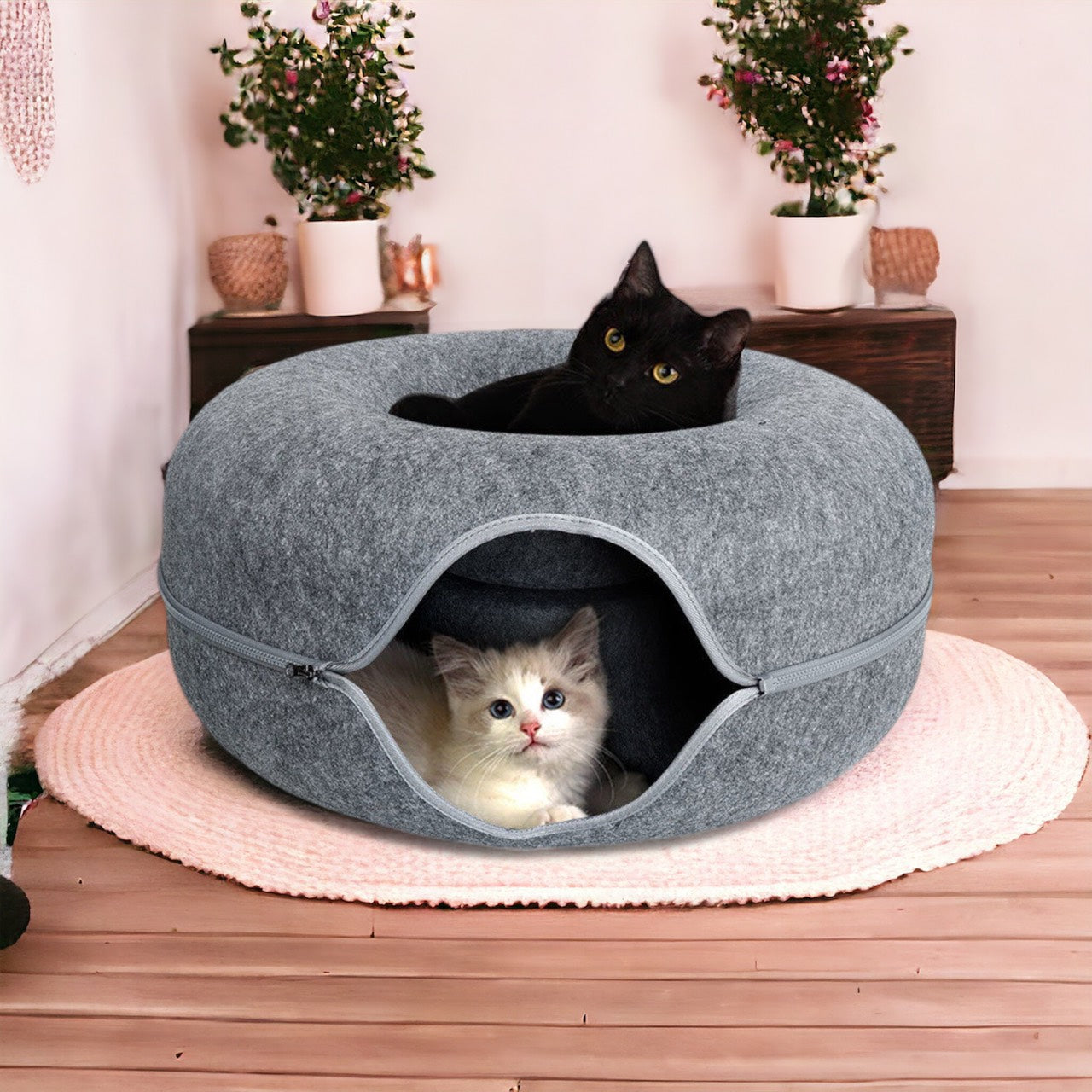 Donut™ - Premium Felt Cat Cave Bed With Donut Shape